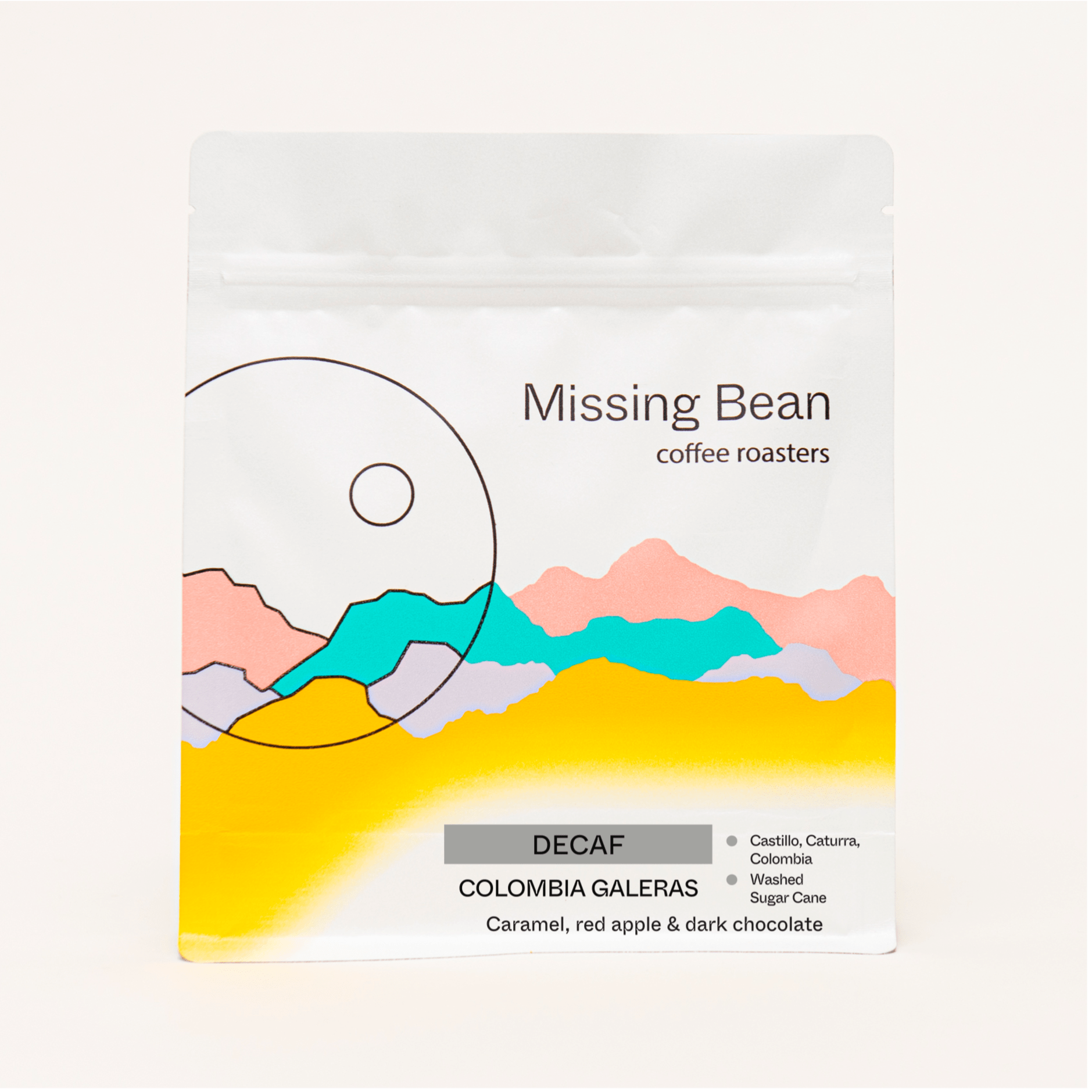 A bag of Missing bean coffee roasters DECAF - Colombia - Galeras